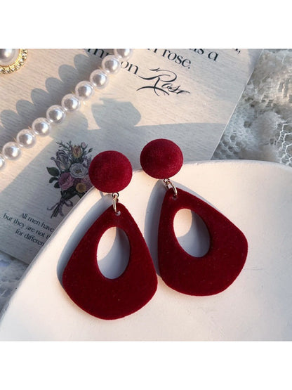 Earwish - Velvet Look Hollow Drop Earrings