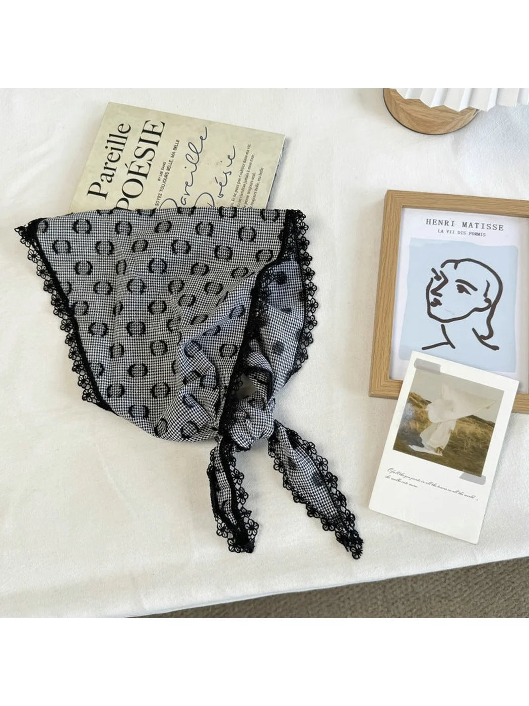 Scarvii - Vintage Dot Lace Triangle Scarf