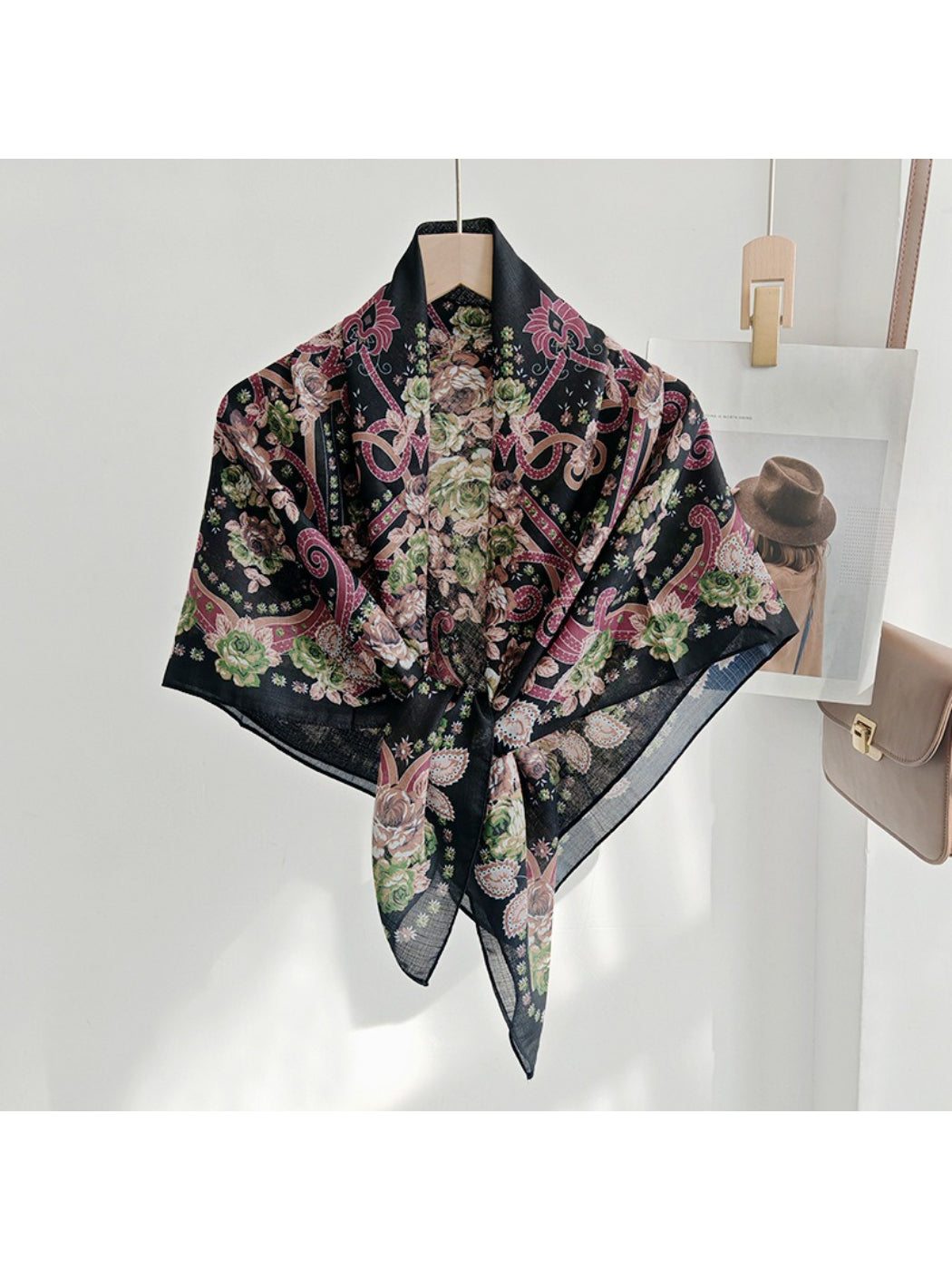 Scarvii Symmetric Floral Medallion Square Scarf