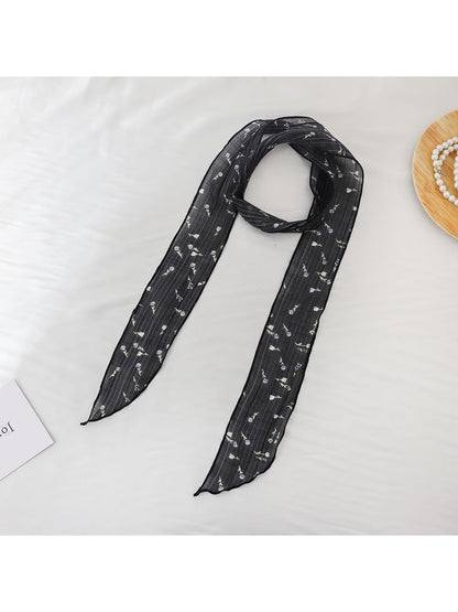 Scarvii - Floral Long Narrow Ribbon Scarf