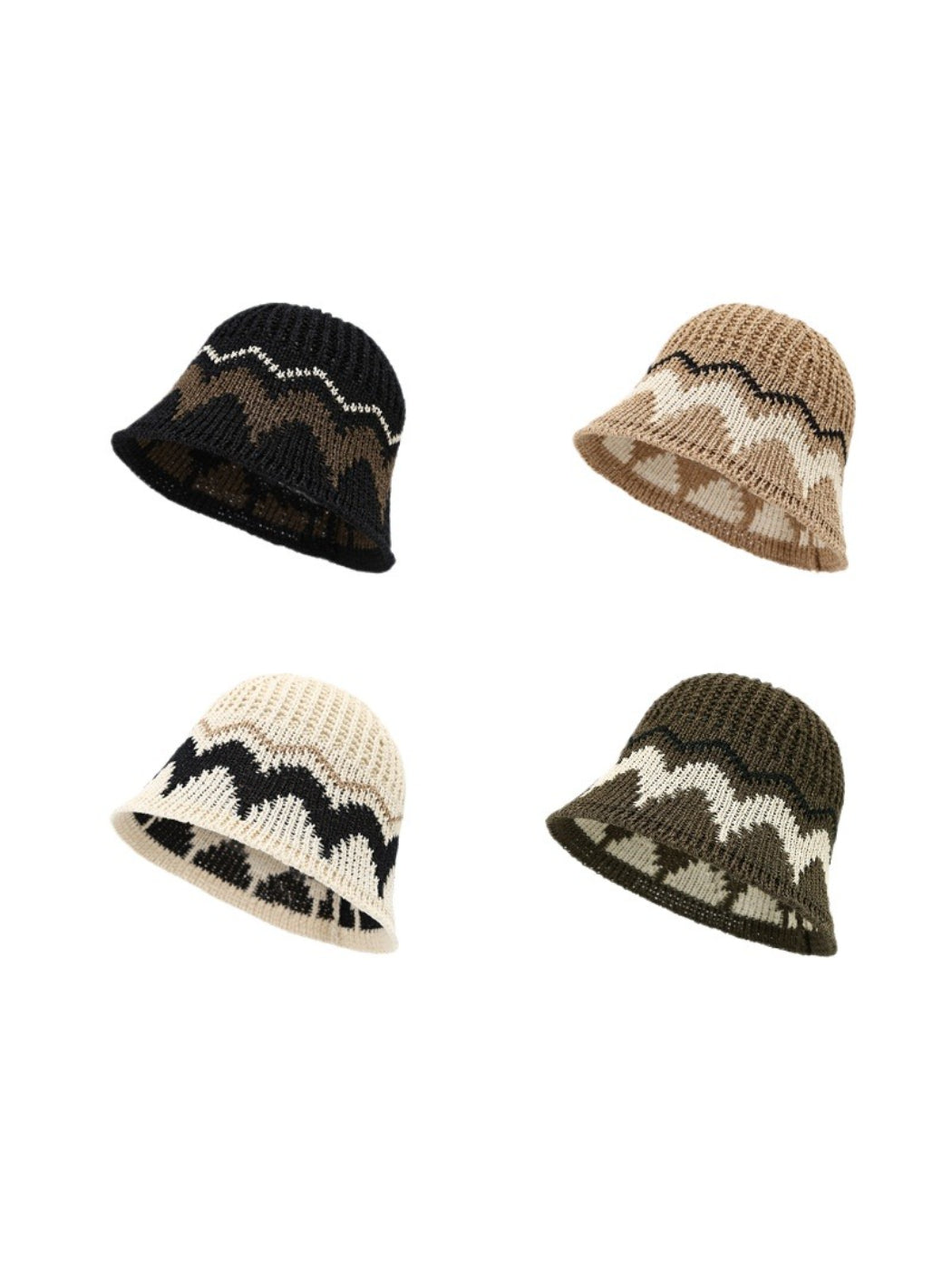 Haila - Wave Pattern Knit Bucket Hat
