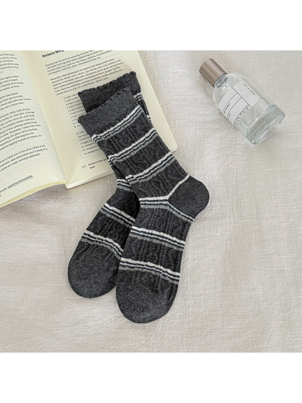 Rufia - Patterned Ribbed Cuff Crew Socks