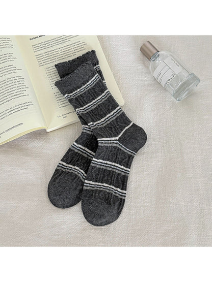 Rufia - Patterned Ribbed Cuff Crew Socks