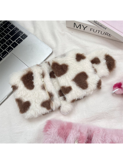 Cosbai - Plush Pattern Mini Pouch Heart