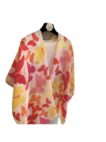 Scarvii - Warm Colors Butterfly Print Rectangular Scarf