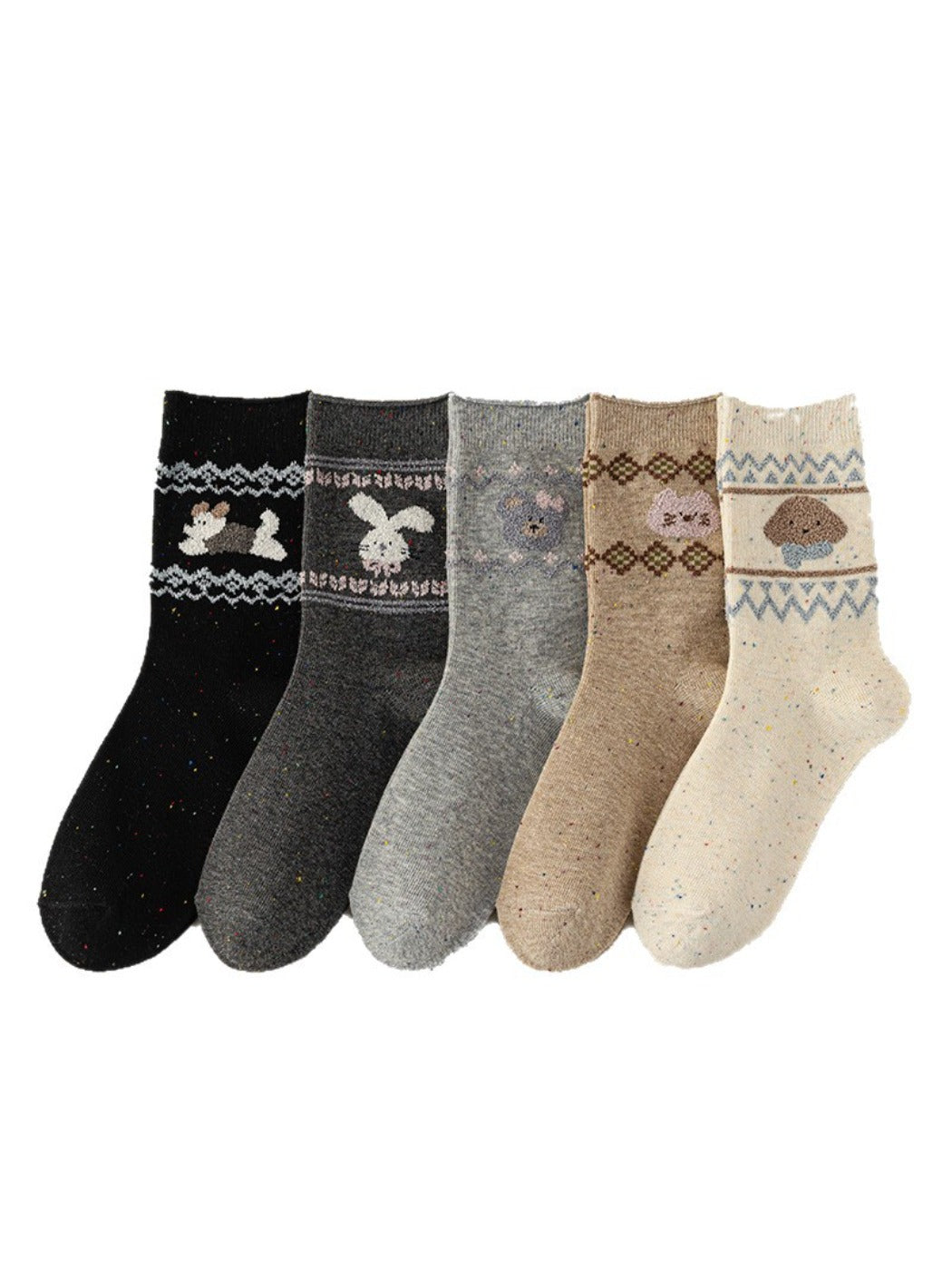 Rufia - Cute Cartoon Dog Mid-Calf Socks for Women