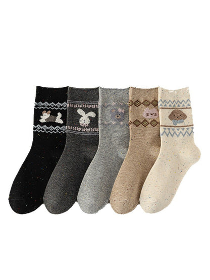 Rufia - Cute Cartoon Dog Mid-Calf Socks for Women