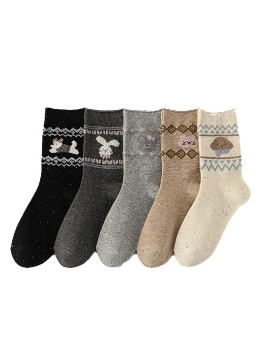 Rufia - Cute Cartoon Dog Mid-Calf Socks for Women