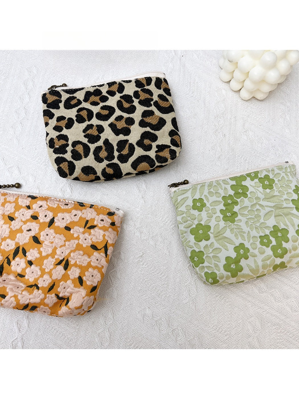 Cosbai - Small Coin Purse with Leopard & Floral Prints