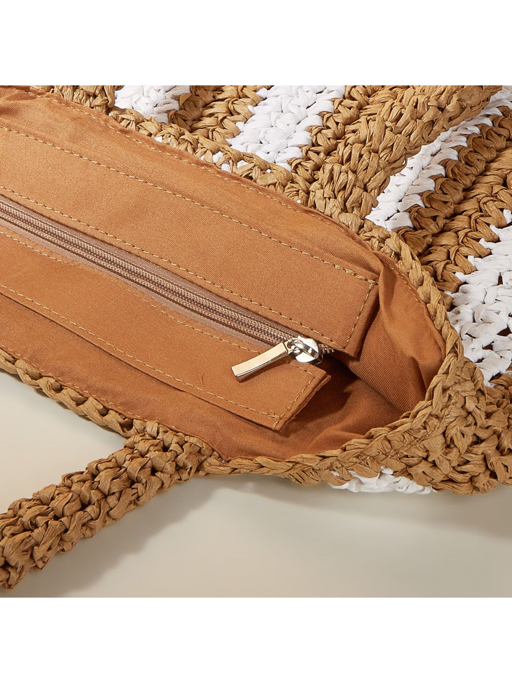 Cosbai - Bold Stripe Straw Tote Bag - image 3