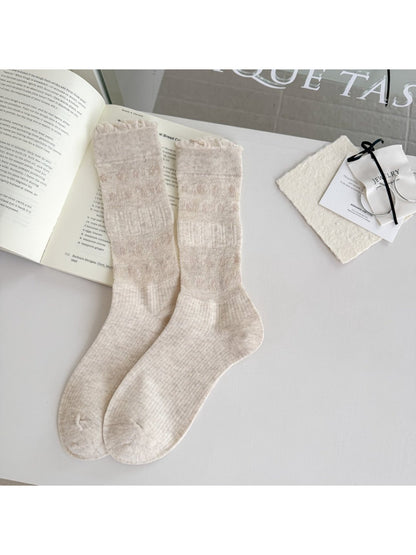Rufia - Dot Texture Ruffle Cuff Crew Socks product image 8