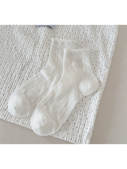 Rufia - Lace Bow Heart Pattern Women's Crew Socks