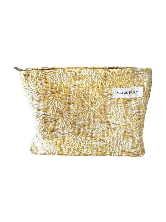 Cosbai - Elegant Leaf Embroidered Makeup Bag