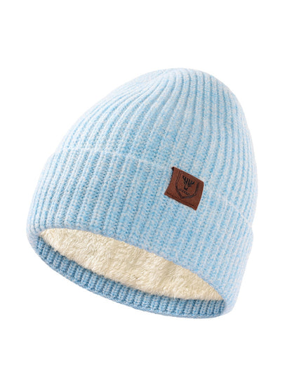 Haila - Solid Color Round Crown Knit Women's Beanie