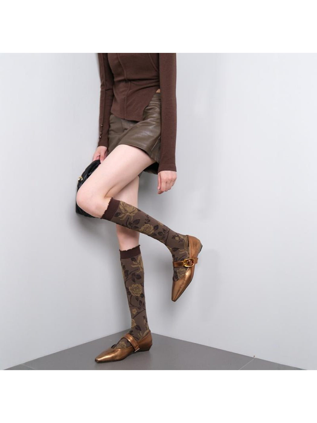 Rufia - Vintage Floral Jacquard Knee Socks