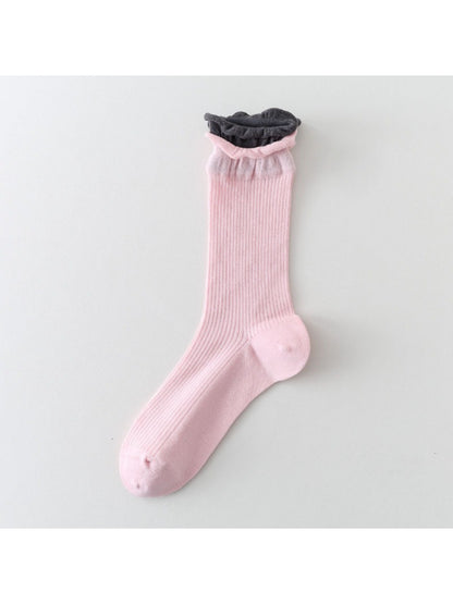 Rufia - Minimal Ribbed Contrast Edge Crew Socks