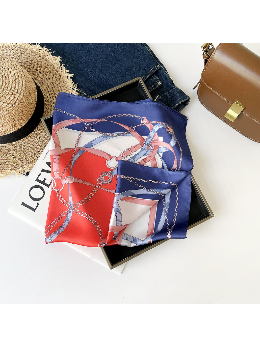 Scarvii - Buckle Print Square Scarf