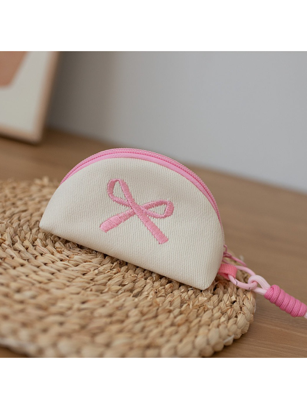 Cosbai - Pastel Bow Half-Moon Coin Pouch
