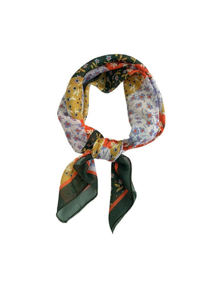 Scarvii - Spring Color Block Floral Square Headscarf