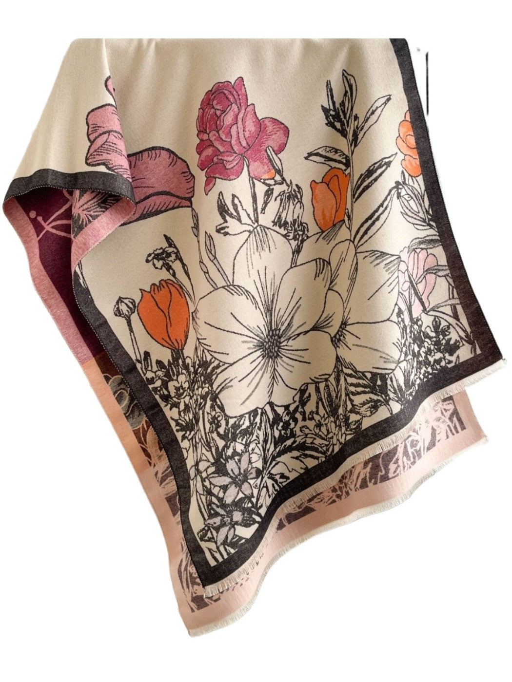 Scarvii - Reversible Floral Print Scarf & Shawl