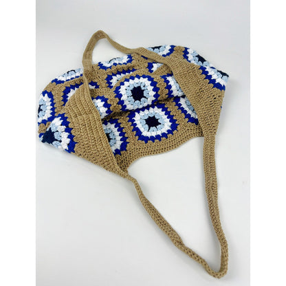 Cosbai - Woven Shoulder Bag – Coffee & Blue