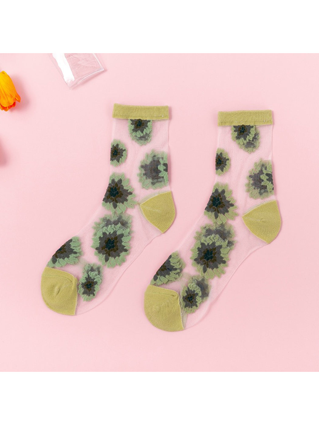 Rufia - Floral Sheer Crew Socks