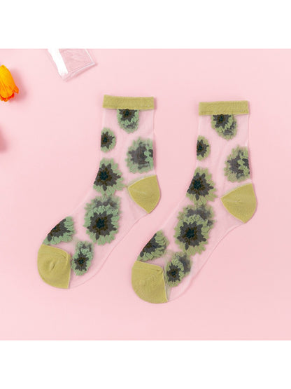 Rufia - Floral Sheer Crew Socks