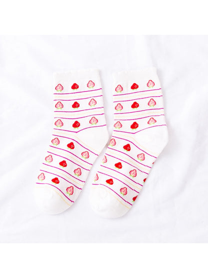 Rufia - Sweet Strawberry Stripe Ankle Socks