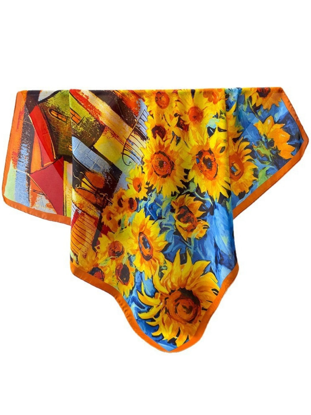 Scarvii - Square Scarf with Sunflower Pattern – Bright & Cheerful