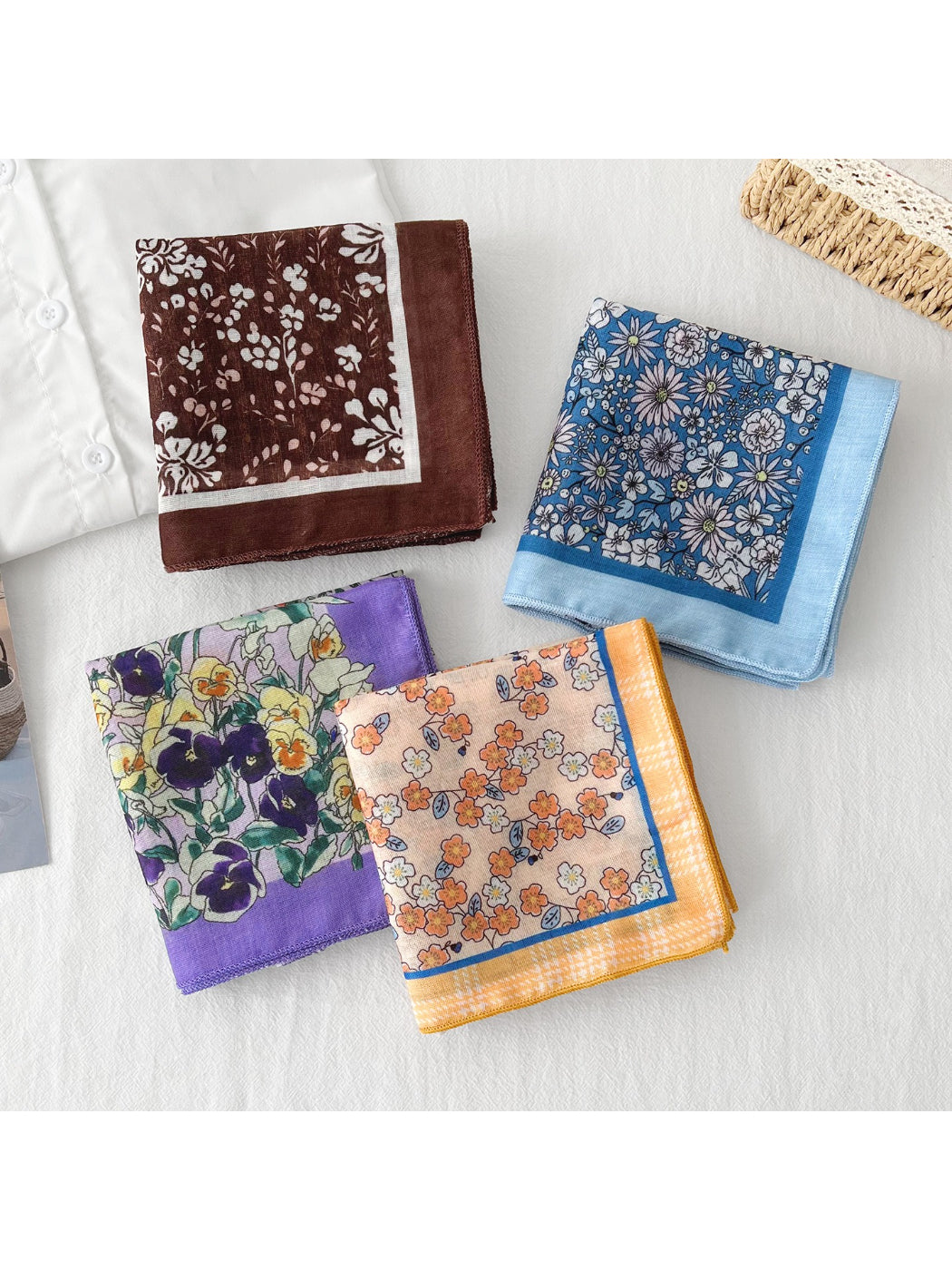 Scarvii Garden Floral Print Square Scarf