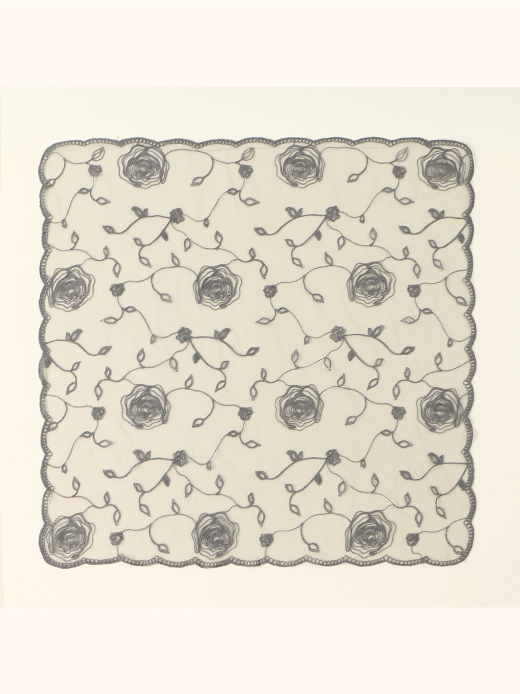 Scarvii - Rose Embroidered Square Scarf & Shawl