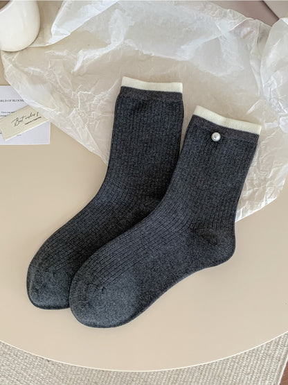 Rufia – Color-Block Striped Mid-Calf Socks