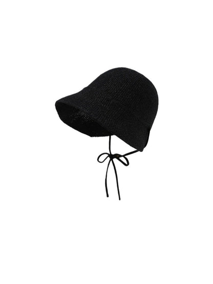 Side view of Haila tie strap woven bucket hat showing woven texture