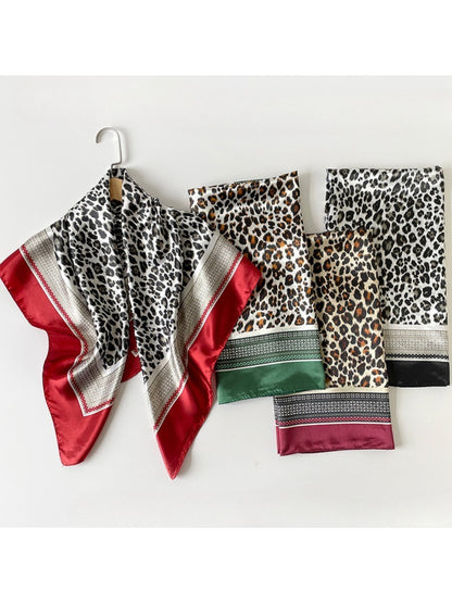 Scarvii - Leopard Border Accent Square Scarf