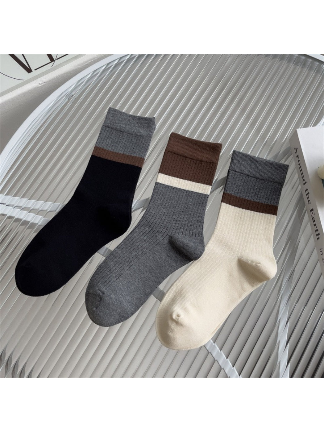 Rufia - Contrast Band Ribbed Crew Socks product image 1