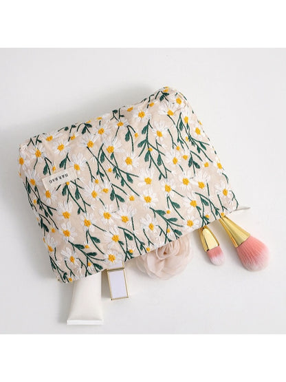 Cosbai - Daisy Pattern Makeup and Brush Storage Bag