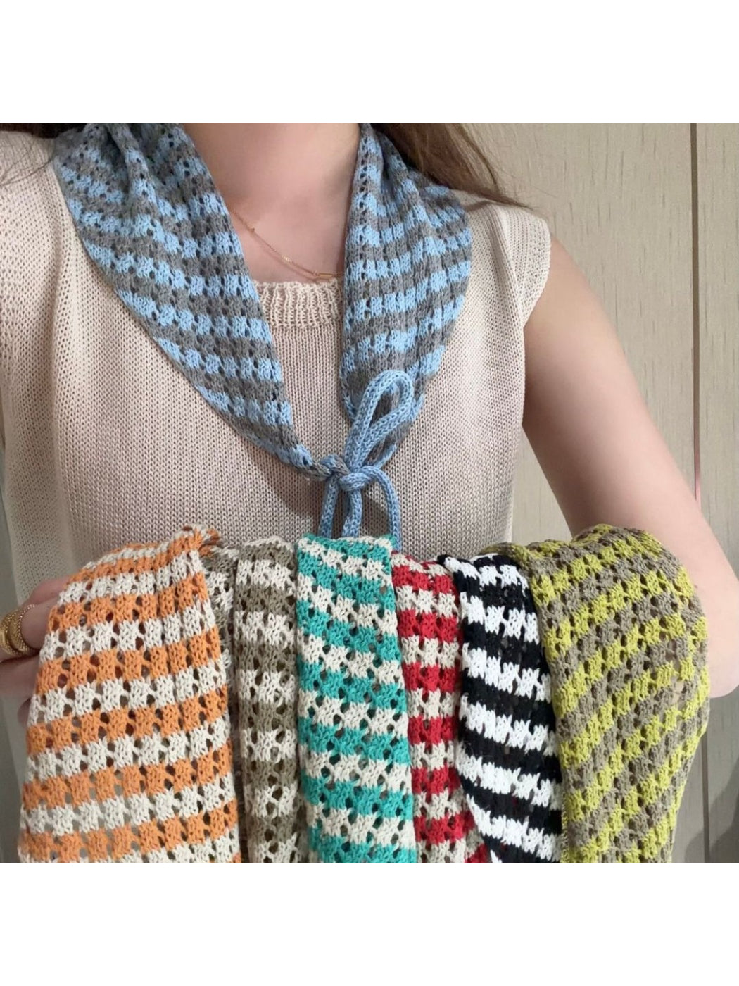 Scarvii Crochet Stripe Triangle Scarf product image