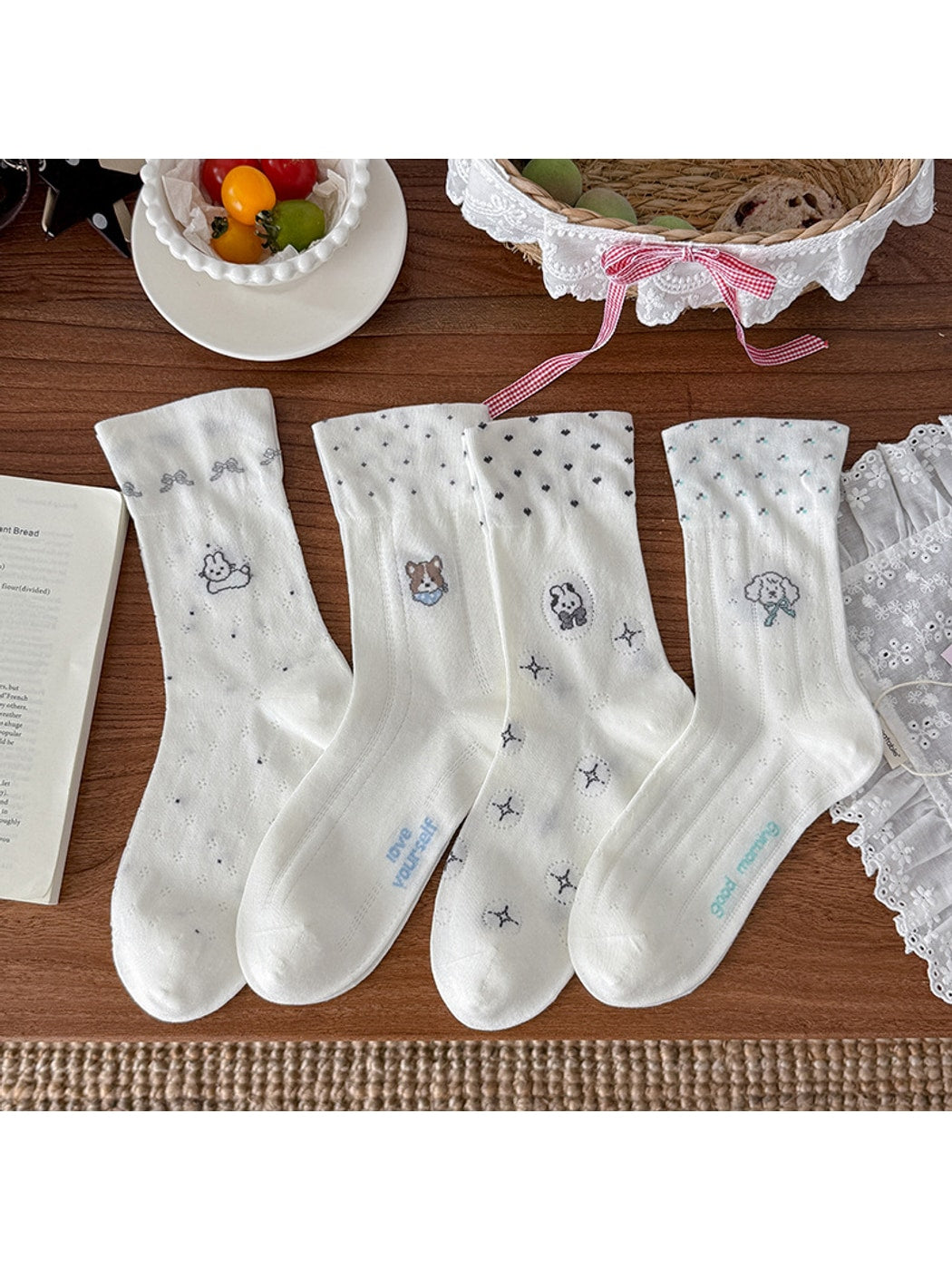 Rufia - Cartoon Animal Openwork Crew Socks