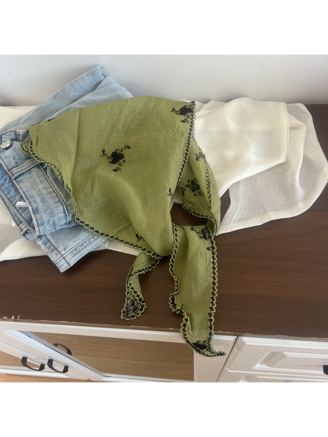 Scarvii Soft Botanical Print Triangle Scarf