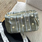Side angle of Cosbai Soft Stripe Organizer Bag showing stripe pattern