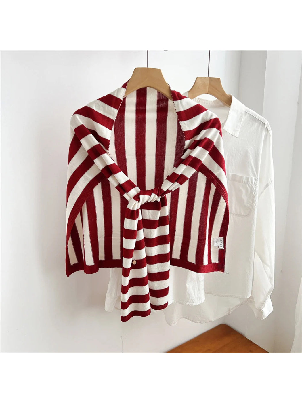 Scarvii - Striped T-Shaped Knit Scarf