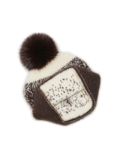 Haila Shiny Yarn Pom Pom Beanie