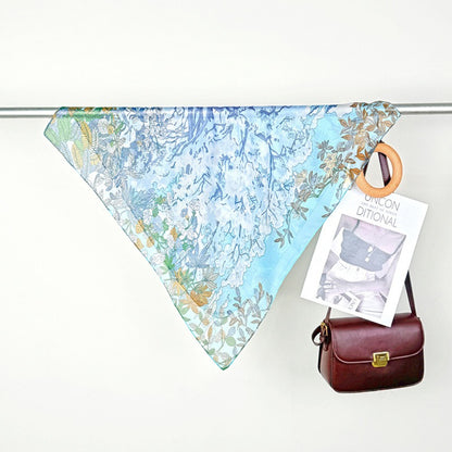 Scarvii Botanical Scene Square Scarf close-up showing texture and intricate botanical design