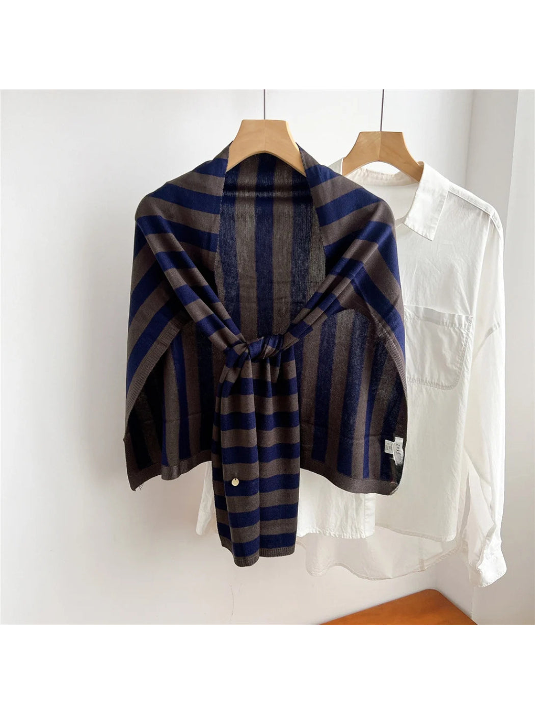 Scarvii - Striped T-Shaped Knit Scarf