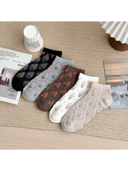 Rufia - Floral Color Block Ankle Socks product image 1