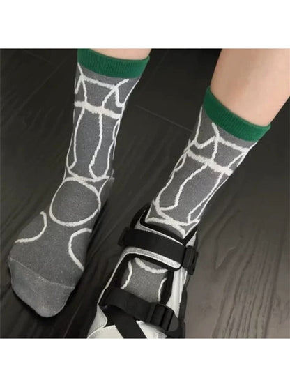 Rufia - Geometric Pattern Casual Crew Socks