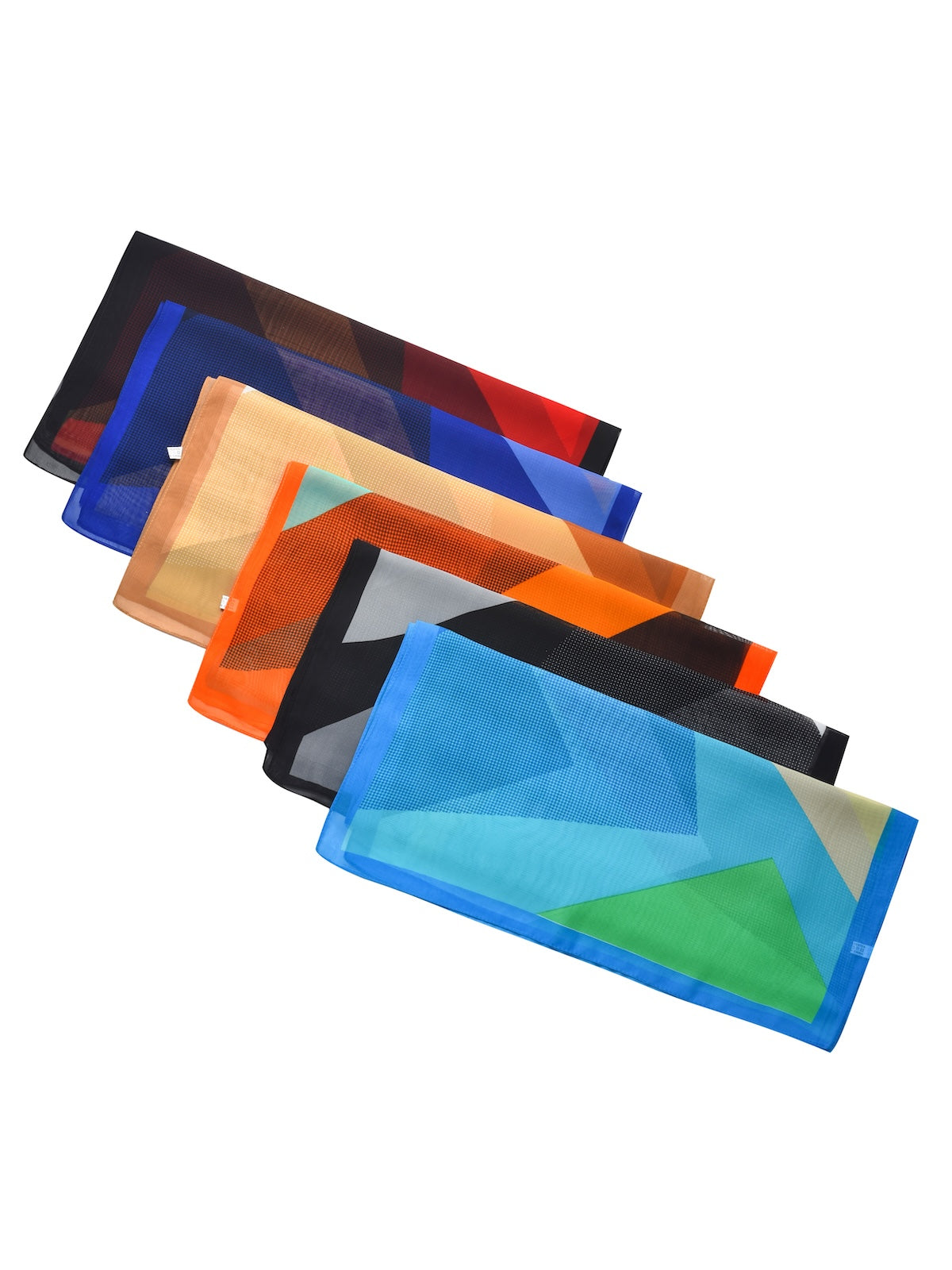 Scarvii - Geometric Color-Block Chiffon Scarf