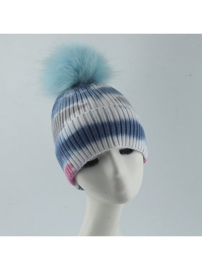 Haila - Ribbed Stripe Knit Beanie Hat