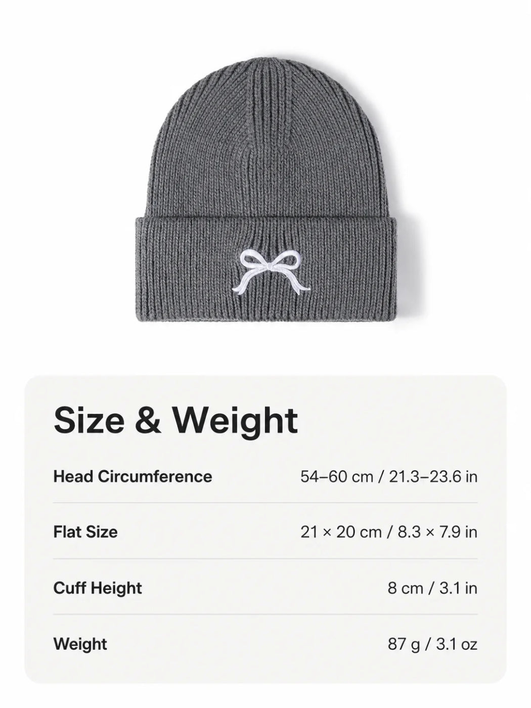 Haila - Bow Embroidered Cuffed Knit Beanie