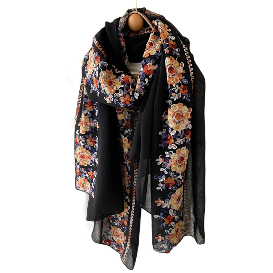 Scarvii - Boho Embroidered Floral Scarf - Soft & Charm